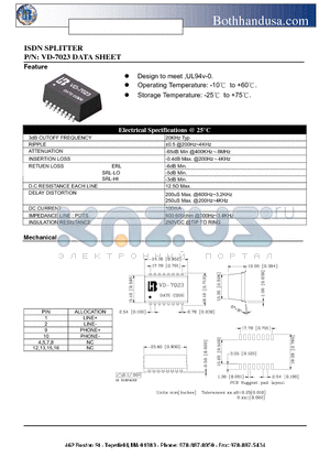 VD-7023 datasheet - ISDN SPLITTER