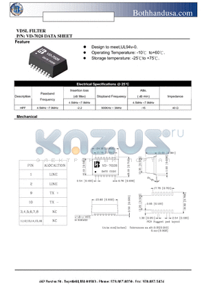 VD-7028 datasheet - VDSL FILTER