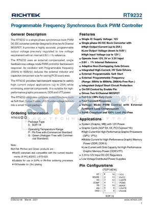 RT9232_07 datasheet - Programmable Frequency Synchronous Buck PWM Controller