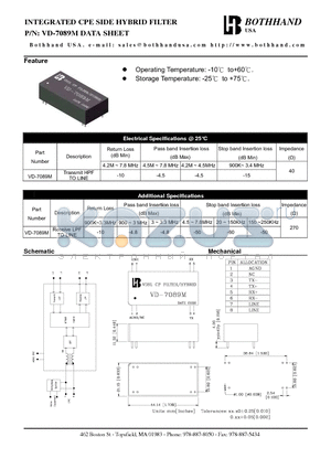 VD-7089M datasheet - INTEGRATED CPE SIDE HYBRID FILTER