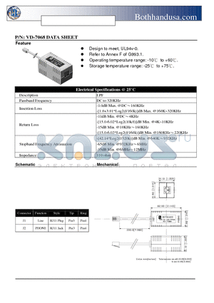 VD-7068 datasheet - VDSL IN-LINE FILTER