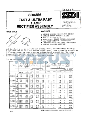 SDA356 datasheet - FAST & ULTRA FAST 1 AMP RECTIFIER ASSEMBLY