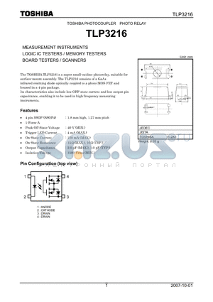 TLP3216 datasheet - LOGIC IC TESTERS / MEMORY TESTERS