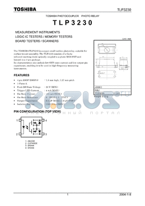 TLP3230 datasheet - MEASUREMENT INSTRUMENTS LOGIC IC TESTERS / MEMORY TESTERS BOARD TESTERS / SCANNERS