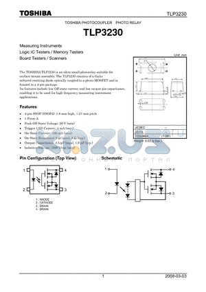 TLP3230 datasheet - PHOTOCOUPLER PHOTO RELAY