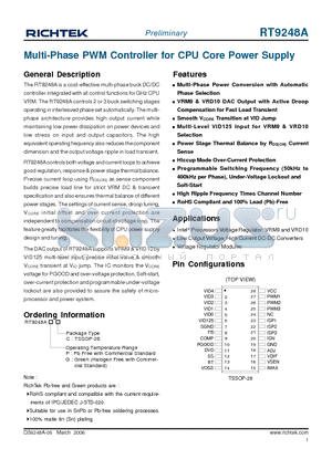 RT9248AGC datasheet - Multi-Phase PWM Controller for CPU Core Power Supply