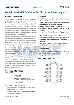 RT9248PC datasheet - Multi-Phase PWM Controller for CPU Core Power Supply