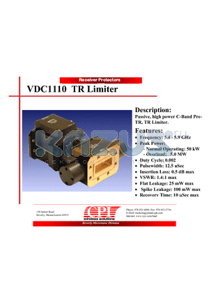 VDC1110 datasheet - TR Limiter