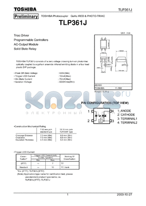 TLP361J datasheet - Triac Driver Programmable Controllers AC-Output Module Solid State Relay