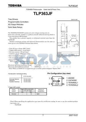 TLP363JF datasheet - GaAs Ired & Photo-Triac