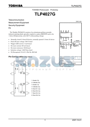 TLP4027G datasheet - Telecommunication Measurement Equipment Security Equipment FA