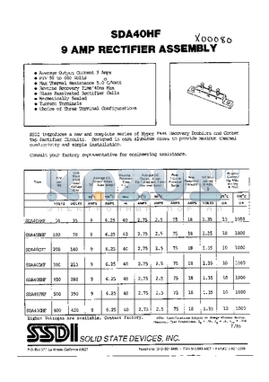 SDA40DHF datasheet - 9 AMP RCTIFIER ASSEMBLY