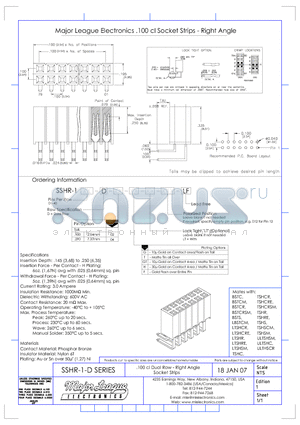 SSHR-1-D datasheet - .100 cl Dual Row - Right Angle Socket Strips