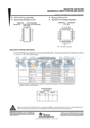 SN74ACT08DBLE datasheet - QUADROPLE 2-INPUT POSITIVE - AND GATES