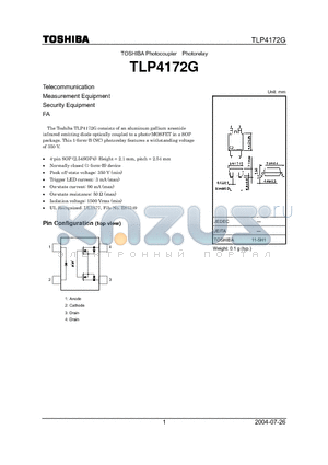 TLP4172G datasheet - Photocoupler Photorelay