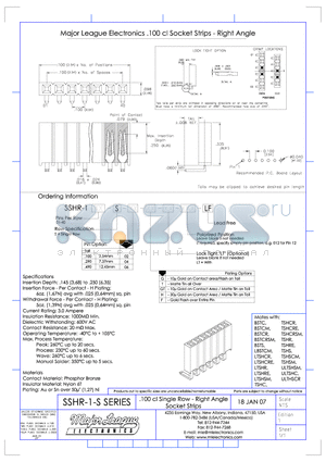 SSHR-1-S datasheet - .100 cl Single Row - Right Angle Socket Strips