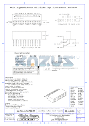 SSHSM-1-DH datasheet - Socket Strips - Surface Mount - Horizontal