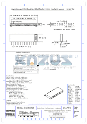 SSHSM-1-SH datasheet - Socket Strips - Surface Mount - Horizontal