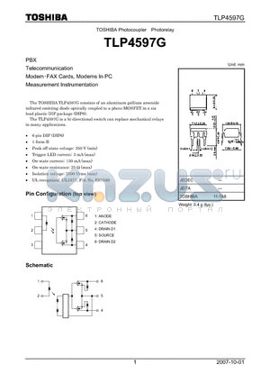 TLP4597G datasheet - PBX Telecommunication Modem FAX Cards, Modems In PC Measurement Instrumentation