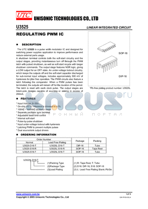 U3525L-D16-T datasheet - REGULATING PWM IC