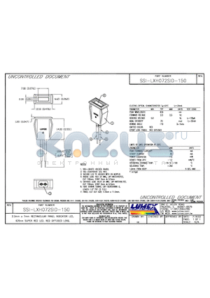 SSI-LXH072SID-150 datasheet - 2.3mm x 7mm RECTANGULAR PANEL INDICATOR LED