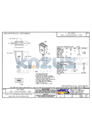 SSI-LXH072SRD-150 datasheet - 2.3mm x 7mm RECTANGULAR PANEL INDICATOR LED