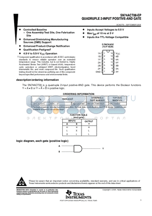 SN74ACT08IDREP datasheet - QUADRUPLE 2-INPUT POSITIVE-AND GATE