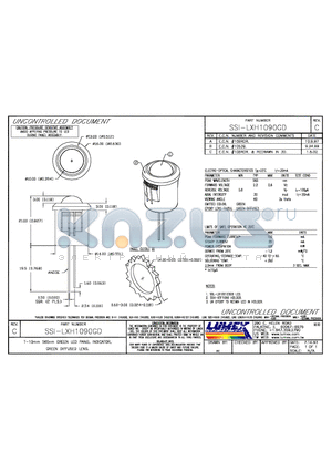 SSI-LXH1090GD datasheet - T-10mm 565mm GREEN LED PANEL INDICATOR