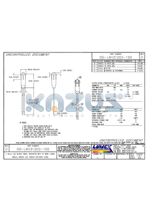 SSI-LXH312GD-150 datasheet - T-3mm LED BLACK PANEL INDICATOR