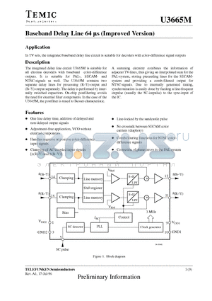 U3665M-MFP datasheet - Baseband Delay Line 64 us (Improved Version)