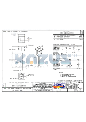 SSI-LXH55SRD datasheet - 5mm x 5mm 660mm SUPER RED LED PANEL INDICATOR RED DIFFUSED LENS