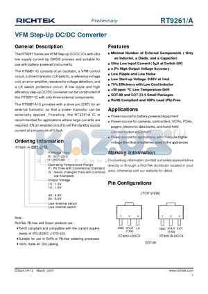 RT9261-49PX datasheet - VFM Step-Up DC/DC Converter