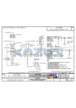 SSI-LXMP059BID-150 datasheet - 635nm BLINKING RED RECTANGULAR LED PANEL INDICATOR