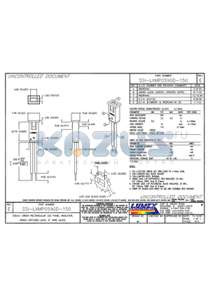 SSI-LXMP059GD-150 datasheet - 565nm GREEN RECTANGULAR LED PANEL INDICATOR