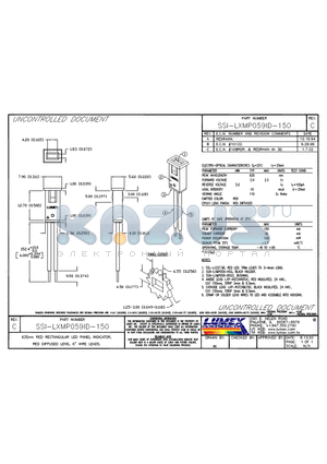 SSI-LXMP059ID-150 datasheet - 635nm RED RECTANGULAR LED PANEL INDICATOR