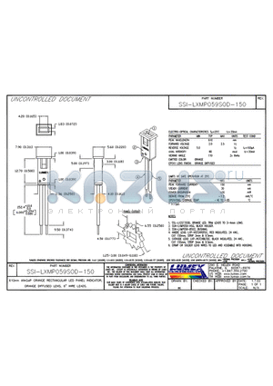 SSI-LXMP059SOD-150 datasheet - 610nm ALLGAP ORANGE RECTANGULAR LED PANEL INDICATOR