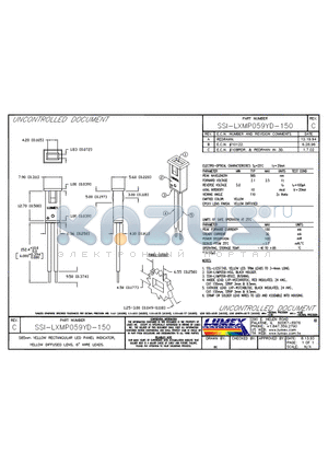 SSI-LXMP059YD-150 datasheet - 585nM YELLOW RECTANGULAR LED PANEL INDICATOR