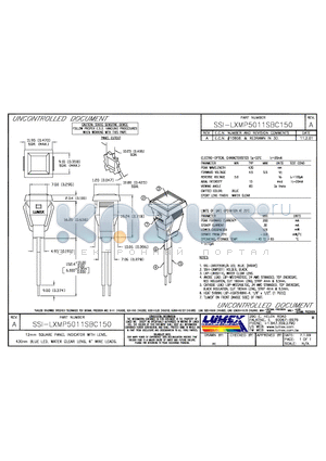 SSI-LXMP5011SBC150 datasheet - 12mm SQUARE PANEL INDICATOR WITH LENS