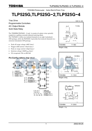 TLP525G-2 datasheet - TOSHIBA Photocoupler GaAs IRed & Photo-Triac