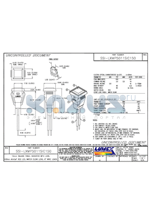 SSI-LXMP5011SIC150 datasheet - 12mm SQUARE PANEL INDICATOR WITH LENS