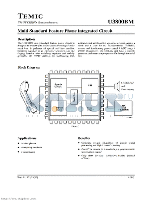 U3800 datasheet - Multi Standard Feature Phone Integrated Circuit