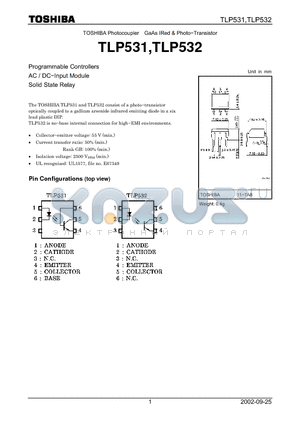 TLP532 datasheet - Programmable Controllers AC / DC-Input Module Solid State Relay