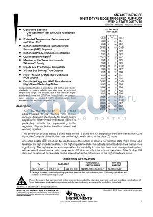 SN74ACT16374Q-EP datasheet - 16-BIT D-TYPE EDGE-TRIGGERED FLIP-FLOP WITH 3-STATE OUTPUTS