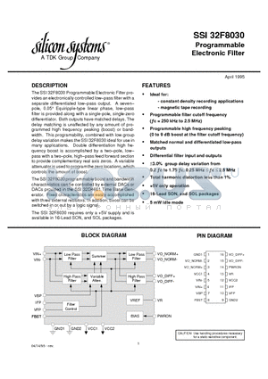 SSI32F8030 datasheet - Programmable Electronic Filter