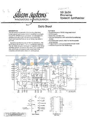 SSI20C89 datasheet - Phoneme Speech synthesizer