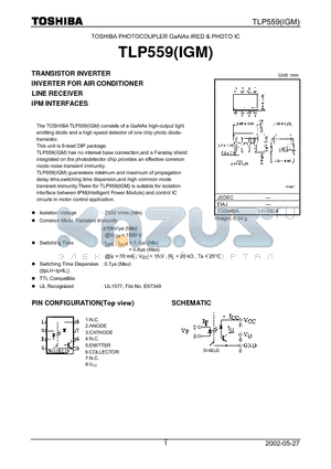 TLP559 datasheet - TOSHIBA PHOTOCOUPLER GaAlAs IRED & PHOTO IC