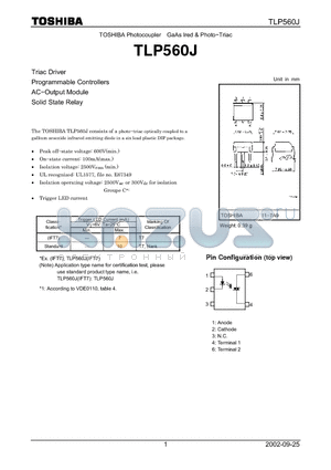TLP560J datasheet - Triac Driver Programmable Controllers AC.Output Module Solid State Relay