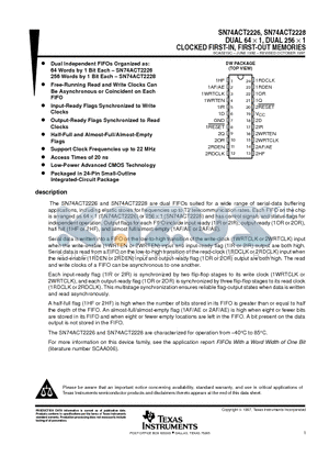 SN74ACT2226DWR datasheet - DUAL 64  1, DUAL 256  1 CLOCKED FIRST-IN, FIRST-OUT MEMORIES