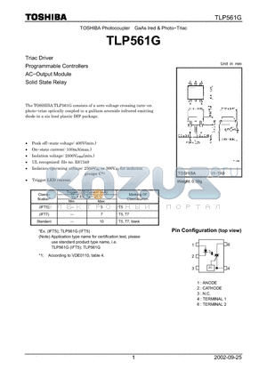 TLP561G_07 datasheet - Triac Driver Programmable Controllers AC−Output Module