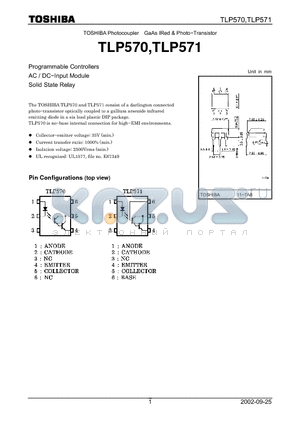 TLP570 datasheet - Programmable Controllers AC / DC.Input Module Solid State Relay